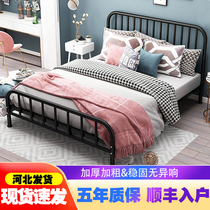 Nordic iron bed ins Net red modern simple rental room 1 8m double iron frame bed 1 5 single custom iron bed