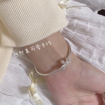 Ran Ran really cute hand s999 bow bell bracelet cute girl soft girl bracelet gift peace bracelet