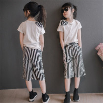 Girls summer clothing suit foreign air childrens online red pro dress 2022 new Korean version sport CUHK children clothes two sets
