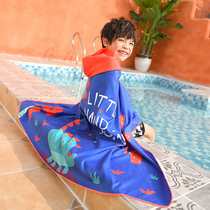Childrens bath towel Cloak with cap Absorbent medium and large childrens quick-drying childrens swimming bath towel Boys  cloak bathrobe Beach towel