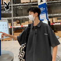 Playboy fashion brand casual wild half-sleeve clothes Short-sleeved t-shirt mens summer Port trend loose POLO shirt