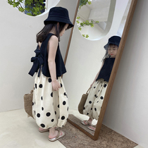 66 Princess Girl Suit Baby Baby Summer Dress two-piece vest Short Sleeve casual bloomers thin wide leg pants