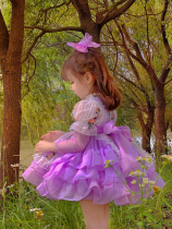 66 Princess girl dress fairy air mesh skirt Lolita lace summer thin children baby Summer short sleeve