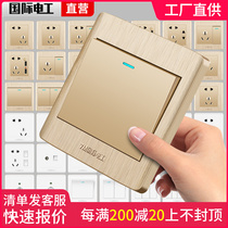(open single control) International electrician domestic wall socket panel light One single open single link single control switch