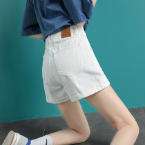White denim shorts womens 2021 summer new loose thin versatile high waist a word crimped wide leg hot pants