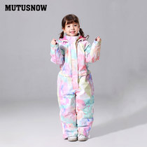 Boys girls conjoined children ski suit ski suit ski pants waterproof and warm thickened snow-covered ski gear