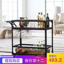  European-style wine cart Multi-function shelf Tea cart trolley Household kitchen wrought iron solid wood dining car Hot sale