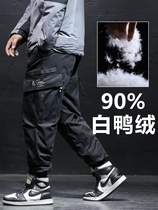 White duck down pants men wear out 2021 Winter new fashion thick warm cotton pants waterproof loose overalls pants