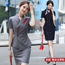 Socialite summer high-end short-sleeved professional suit suit formal beautician overalls temperament goddess fan suit skirt