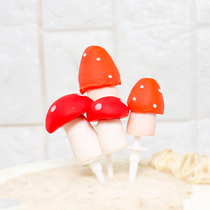 Cake decoration plug-ins small mushrooms red mushrooms cute cake accessory ornaments