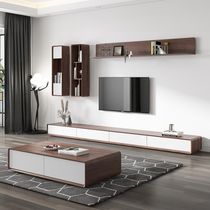 Floor TV cabinet coffee table combination modern simple living room TV cabinet small apartment floor cabinet light luxury wind rock board