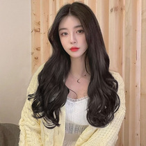 Wig female long hair summer natural full headgear Big wavy long curly hair medium bangs net red round face temperament wig set