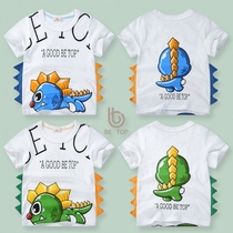 Childrens clothing summer baby Korean version of the new pure cotton dinosaur childrens short-sleeved T-shirt girl boy three-dimensional half sleeve