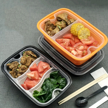 American disposable fast food box double lunch box three-compartment lined lunch box upper and lower two layers take-out package box lunch box