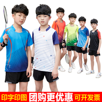New childrens badminton suit suit mens and womens short-sleeved summer quick-drying air-permeable student ping-pong tennis sportswear customization
