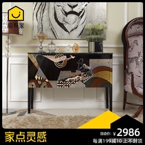 Modern simple entrance door Light luxury style Marble solid wood dining edge entrance partition cabinet Neoclassical living room sofa back cabinet