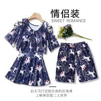 Couple swimsuit women 2020 new Korean one-piece sexy swimsuit men Beach pants set Hot Spring Holiday