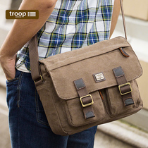 Troop canvas bag mens bag casual horizontal shoulder bag mens English vintage mens shoulder bag mens cross bag