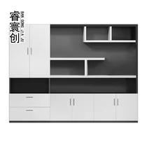 Office filing cabinet simple bookcase file cabinet wooden data Cabinet boss room background bookcase combination bookcase