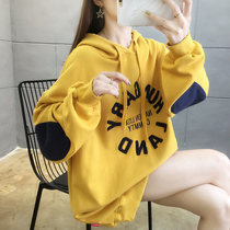  Pregnant womens autumn 2021 new womens autumn mid-length loose jacket sweater autumn top spring and autumn sky thin section