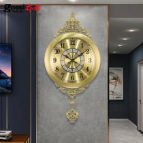 Light luxury pure Copper European watch wall clock Living room household fashion modern simple hanging watch watch swing clock clock wall clock