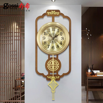New Chinese pure copper wall clock living room home fashion watch Chinese style creative light luxury hanging watch decoration clock Wall