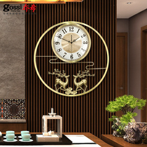 New Chinese pure copper light luxury clock clock wall clock living room home fashion hanging watch Chinese style creative silent clock Wall