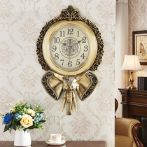 Elephant European wall clock home American silent clock creative living room quartz clock brass color decorative Lisheng movement