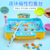 Baby fishing toy pool set electric magnetic kitten hanging fish puzzle children Girl Boy 2-3 years old 4