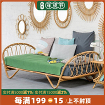 One Jiu dream space Nordic natural Rattan woven one meter two single bed home nap homestay childrens rattan bed