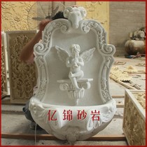 Imitation sandstone sculpture hotel club background wall pendant sandstone Angel spray water landscape decoration
