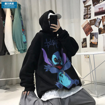 Stijai printed sweater mens spring and autumn new loose casual hooded top high street ins tide brand fried street long sleeve
