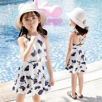 Girls  Swimsuit 12-year-old middle and older childrens princess one-piece skirt split flat Angle Korean childrens swimsuit Girls swimsuit