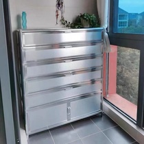 Thicken stainless steel shoe cabinet user outer simple balcony aluminum alloy shoe cabinet waterproof stainless steel shoe cabinet