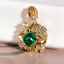Wing | 18k golden sugar tower swat emerald necklace pendant female color gem full of fluorescence