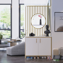 Light luxury golden entrance foyer cabinet screen Living room door Shoe cabinet Simple Wrought iron door blocking lattice partition