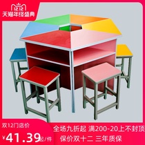 Customized hexagon table hexagonal table color combination splicing six-sided computer desk maker classroom multilateral experimental table