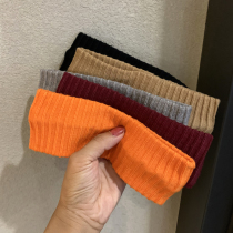 Solid color elastic knitted sports hair band female Net red yoga simple face washing pressure hair head hoop Korean wide edge headdress tide tide