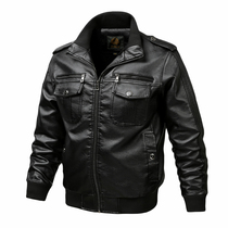 Foreign trade original single leather male European and American World War II Air Force pilot solid color leather jacket Autumn and Winter motorcycle leather jacket large size