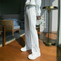ChiCERO Sicilian mens clothing summer national wind and loose embroidery tide straight tube recreation long pants thin