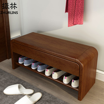 Solid wood shoe stool shoe cabinet home door full shoe stool type shoe rack door can sit on the shoe stool entry Nordic stool