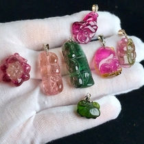 A picture of a natural Tourmaline pendant pendant high Ruyi gourd small flower Birthday Peach Red and Green purple blue female jewelry