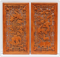 Solid wood porch hollow wall decoration Dongyang wood carving living room pendant home Chinese hanging screen craft gift