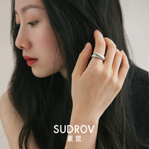 Sujue niche design High-grade sense sterling silver personality croissant ring Female tide cold wind simple couple ring