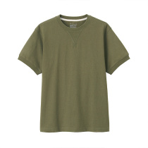  MUJI MUJI mens coarse cotton thread Tianzhu woven sewn short-sleeved T-shirt