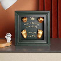 Newborn baby hand model 3d three-dimensional plaster baby fetal hair full moon 100 days hand and foot ink commemorative photo frame