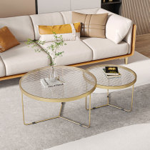 Italian light luxury tea table small apartment simple modern Changhong tempered glass small round table combination living room household tea table