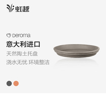 (Hongyue)Imperial Roman round clay flower pot tray White pottery Mocha water-proof soil watering worry-free and beautiful