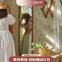 North American town American solid wood hanging mirror Home entry wall mirror Bedroom retro wall full-length full-length mirror
