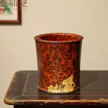 印度小葉檀木牛毛纹满金星筆筒底款乾隆年製 k 满金星牛毛纹小叶紫檀笔筒YZ06103